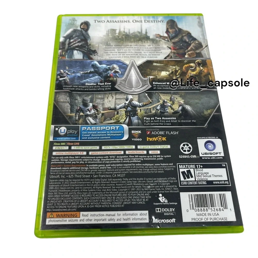 Xbox 360 Assassin's Creed Revelations Complete CIB In Great Condition Video Game